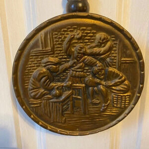 Unique Vintage Copper and Wood Wall Hanging Decor